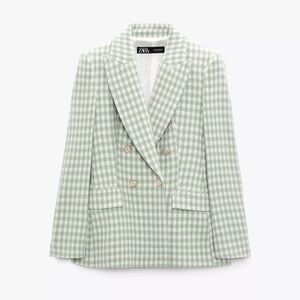 Zara Green Houndstooth Women's Blazer